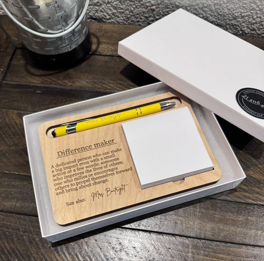 Difference Maker Post it Note Holder and Pen