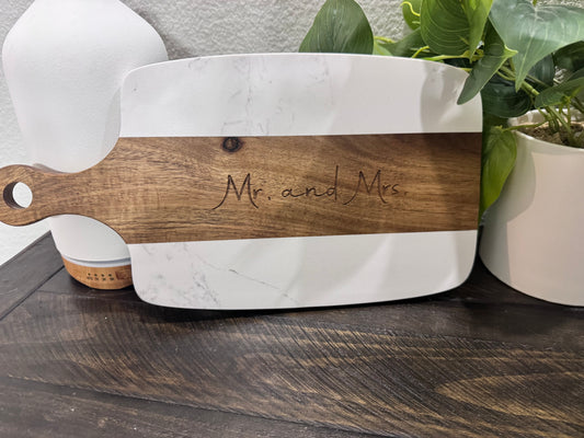 Mr. and Mrs. Acacia Wood and Marble Serving Board Set
